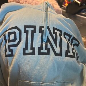 Victoria's Secret PINK Blue Half-Zip Sweatshirt